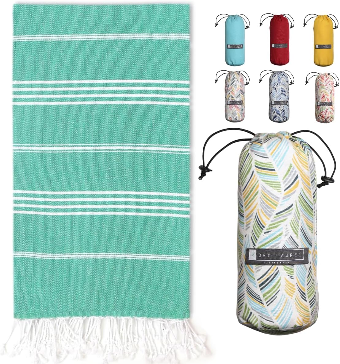 Turkish Beach Towel - Lightweight, Quick Dry, and Sand-Free with Travel Bag