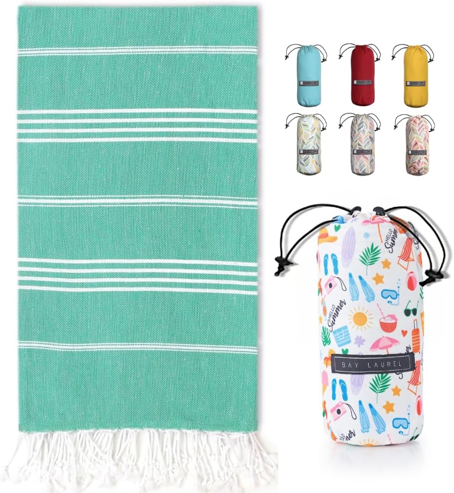 Turkish Beach Towel - Lightweight, Quick Dry, and Sand-Free with Travel Bag