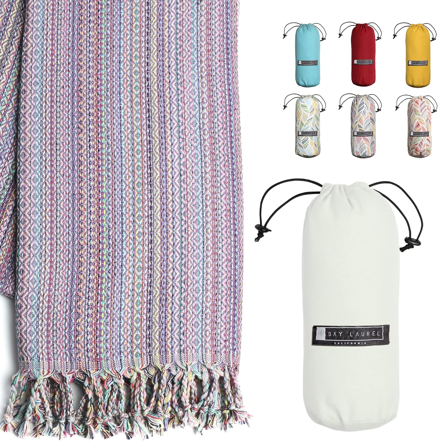Turkish Beach Towel - Lightweight, Quick Dry, and Sand-Free with Travel Bag
