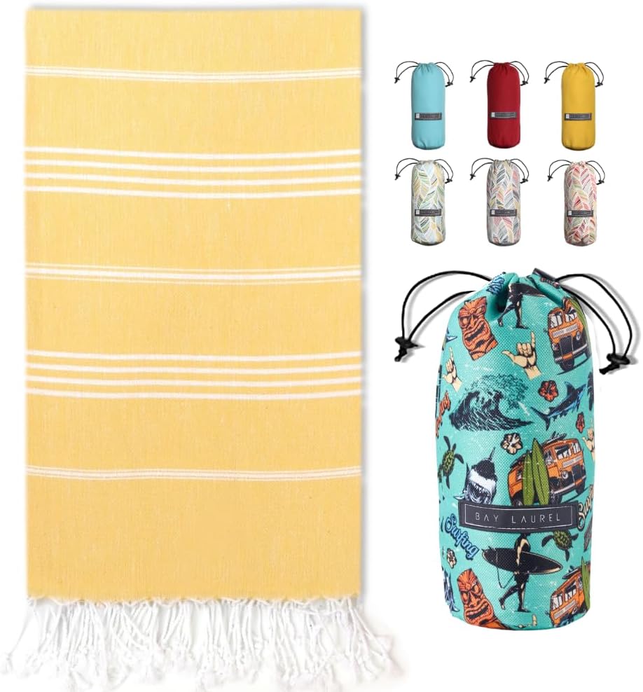 Turkish Beach Towel - Lightweight, Quick Dry, and Sand-Free with Travel Bag