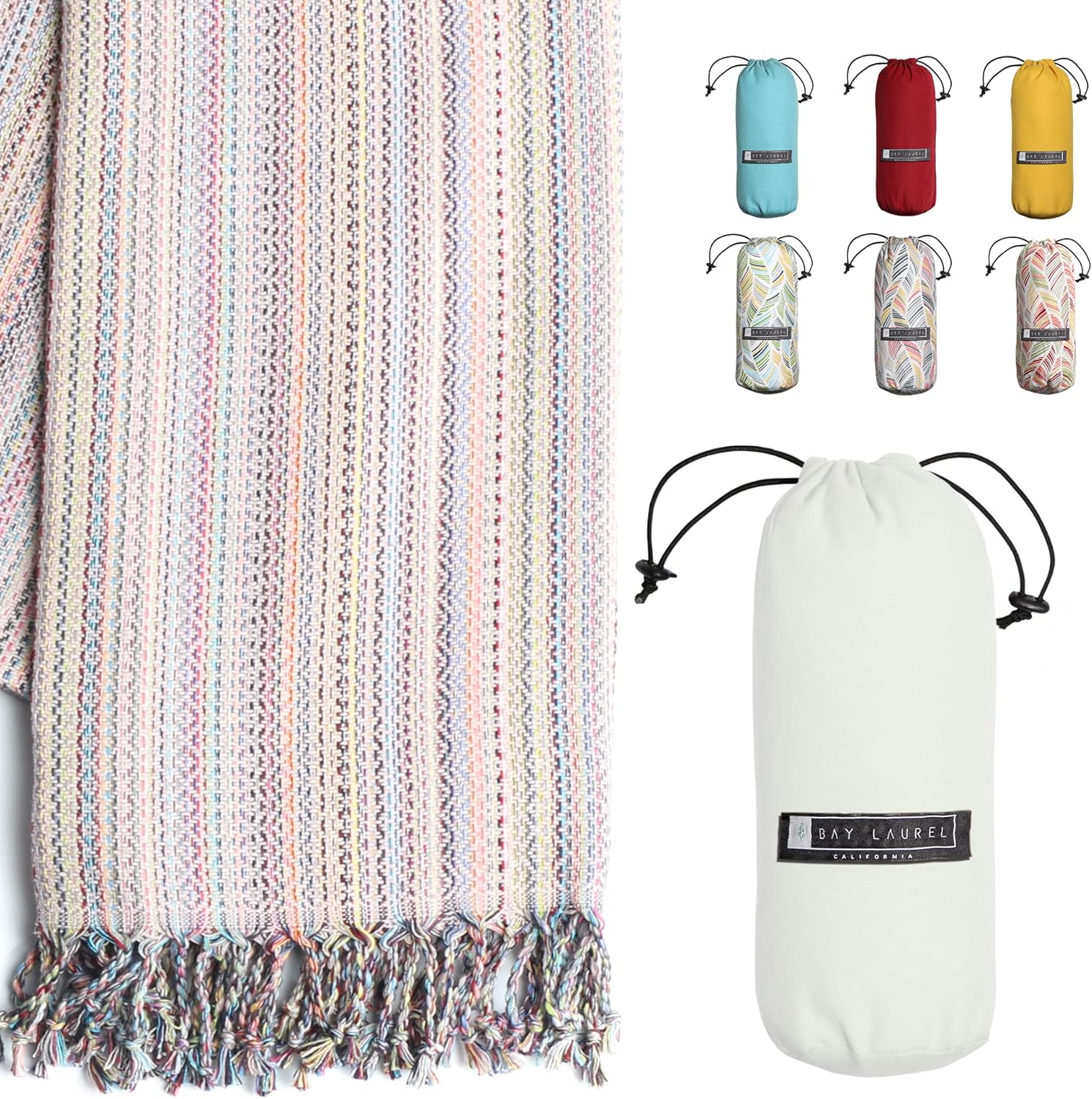 Turkish Beach Towel - Lightweight, Quick Dry, and Sand-Free with Travel Bag