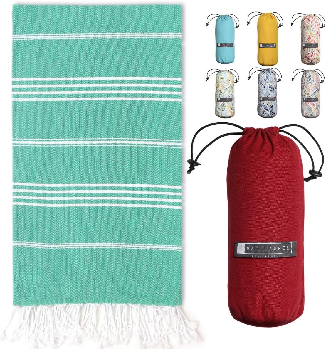 Turkish Beach Towel - Lightweight, Quick Dry, and Sand-Free with Travel Bag