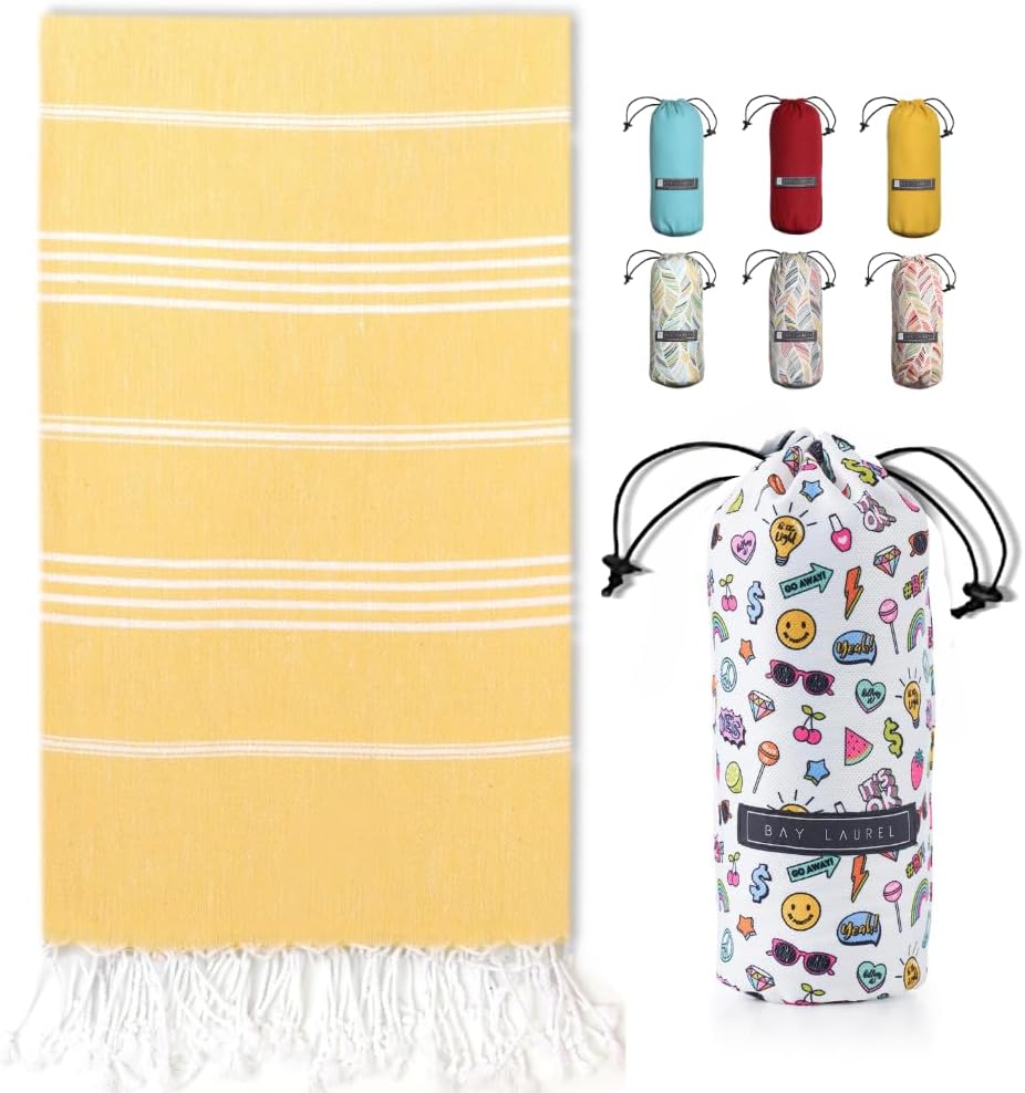 Turkish Beach Towel - Lightweight, Quick Dry, and Sand-Free with Travel Bag