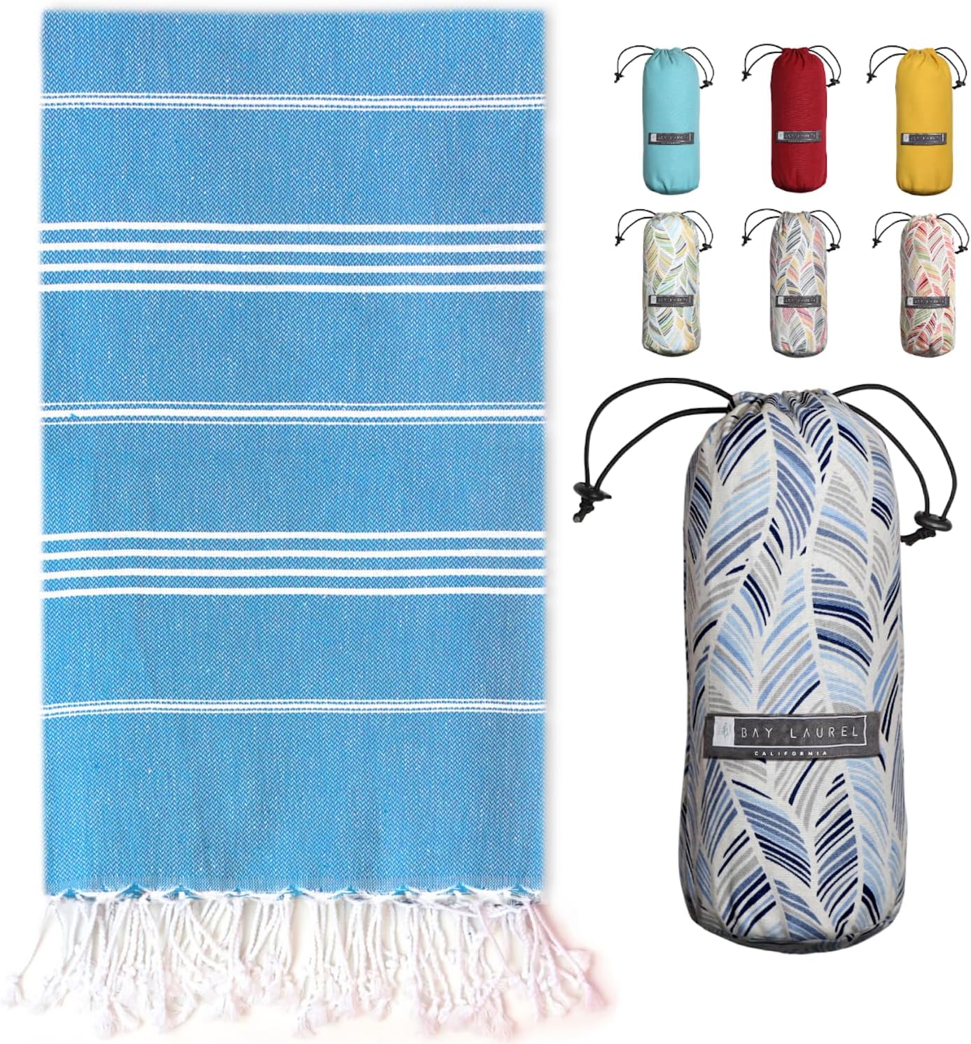 Turkish Beach Towel - Lightweight, Quick Dry, and Sand-Free with Travel Bag