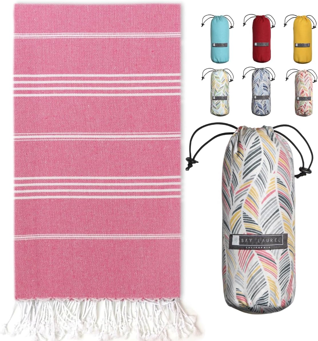Turkish Beach Towel - Lightweight, Quick Dry, and Sand-Free with Travel Bag