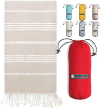 Turkish Beach Towel - Lightweight, Quick Dry, and Sand-Free with Travel Bag
