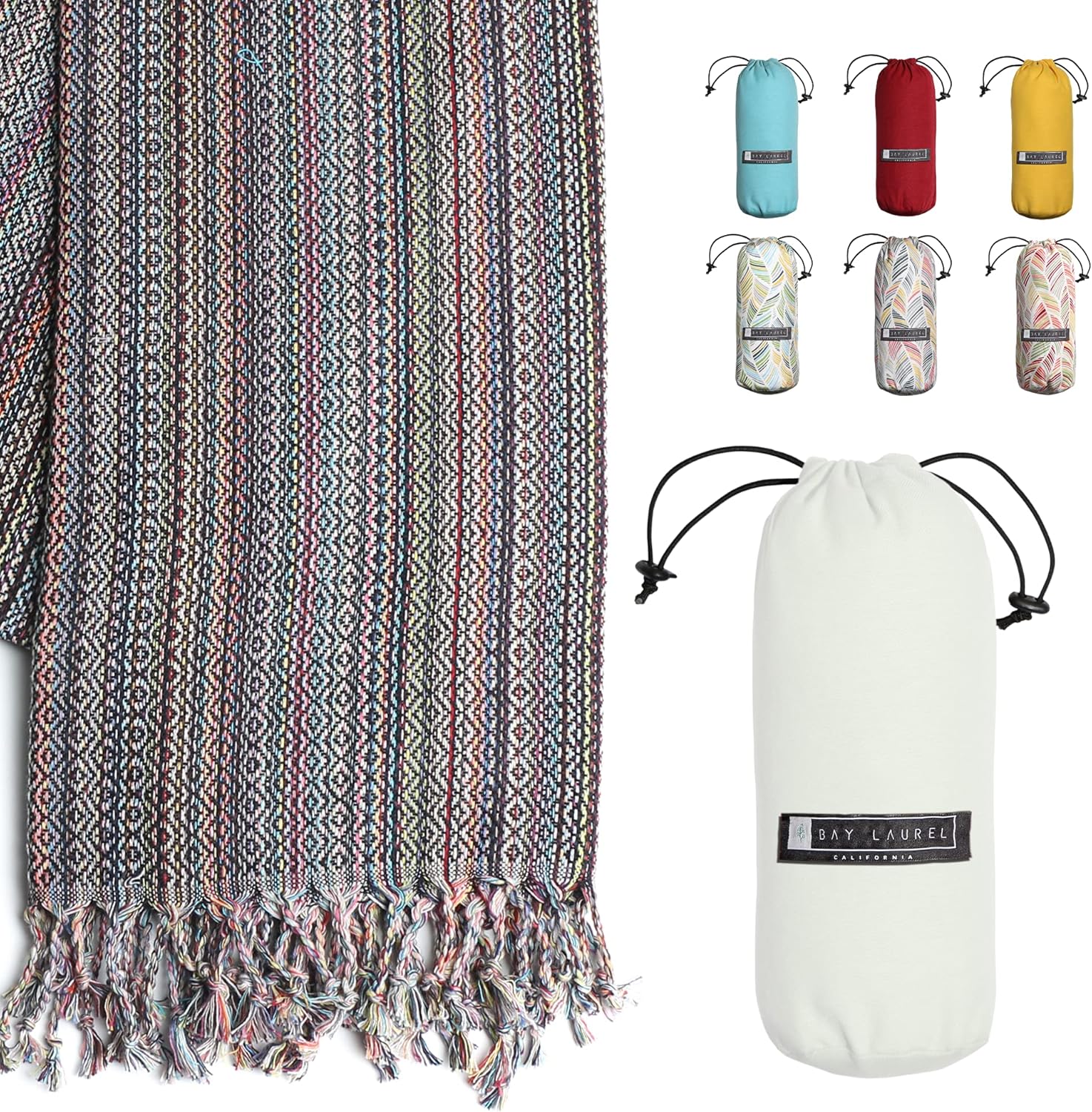 Turkish Beach Towel - Lightweight, Quick Dry, and Sand-Free with Travel Bag