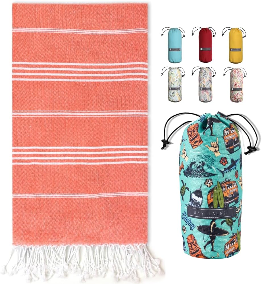 Turkish Beach Towel - Lightweight, Quick Dry, and Sand-Free with Travel Bag