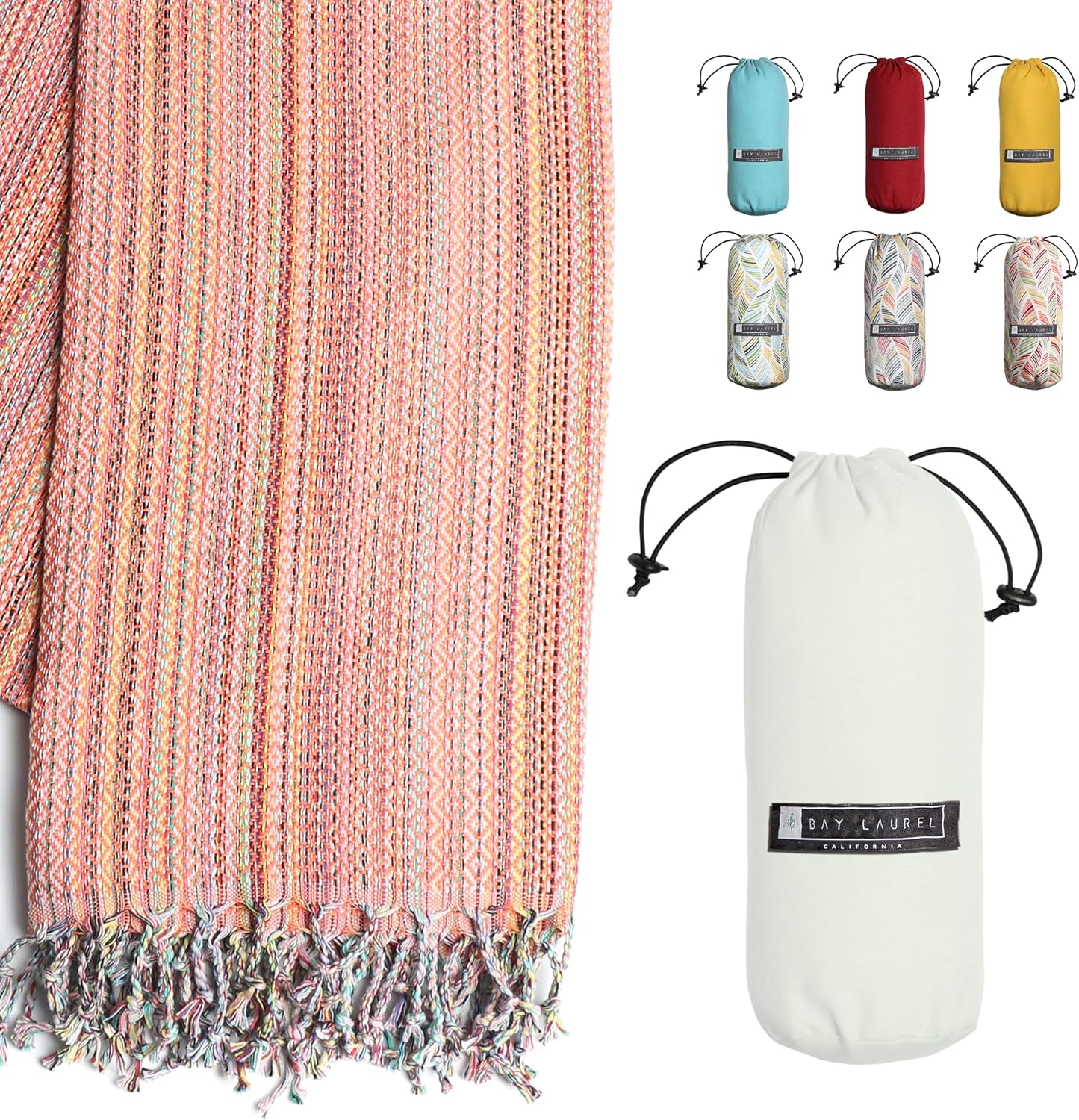 Turkish Beach Towel - Lightweight, Quick Dry, and Sand-Free with Travel Bag