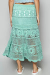 Turquoise Lace Tiered Midi Skirt-Midi Skirt-POL-Reef Love
