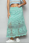 Turquoise Lace Tiered Midi Skirt-Midi Skirt-POL-Turquoise-One Size-Reef Love