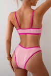 Shop Two Pieces Pleated Cut Out High Cut Bikini-High-cut two-piece bikini with pleated texture and bold cut-outs. Flattering and modern—perfect for beach vacations, pool parties, or resort wear.-available at Reef Love online boho-chic boutique