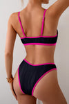 Shop Two Pieces Pleated Cut Out High Cut Bikini-High-cut two-piece bikini with pleated texture and bold cut-outs. Flattering and modern—perfect for beach vacations, pool parties, or resort wear.-available at Reef Love online boho-chic boutique