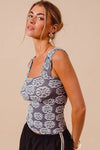 Shop Two Tone Floral Seamless Tank Top-Soft & stretchy floral cami tank with a square neckline & adjustable straps. A flattering seamless fit perfect for layering or wearing solo. Feminine & versatile.-available at Reef Love online boho-chic boutique