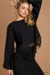Umgee Crochet Knit Crop Top with Frey Hem