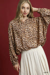 Shop Umgee Leopard Print Balloon Sleeve Blouse-Channel your wild side with this Leopard Print Balloon Sleeve Blouse. The striking print combined with the balloon sleeves creates an on-trend look. -available at Reef Love online boho-chic boutique