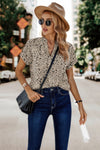V Neck Floral Print Blouse-short sleeve blouse-Reef Love