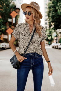 V Neck Floral Print Blouse-short sleeve blouse-Reef Love