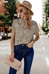 V Neck Floral Print Blouse-short sleeve blouse-Reef Love