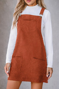 Vineyard Corduroy Front Pockets Overall Mini Dress
