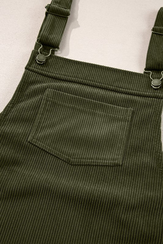 Vineyard Corduroy Front Pockets Overall Mini Dress