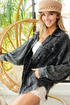 Vintage Charcoal Washed Wrinkle Gauze Shacket