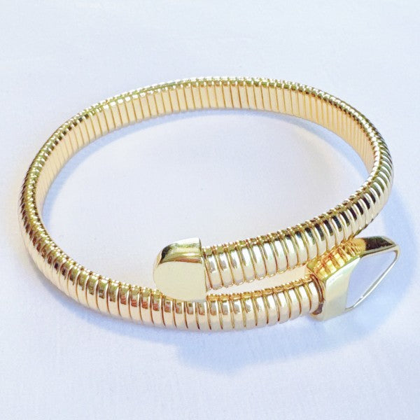 Viper Golden Coil Bangle Bracelet-Reef Love