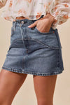 Washed Denim Mini Skirt with Pockets-Washed denim mini skirt with pockets. Casual, versatile cotton-blend skirt with a relaxed washed finish—perfect for effortless everyday style.-Reef Love
