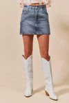 Washed Denim Mini Skirt with Pockets-Washed denim mini skirt with pockets. Casual, versatile cotton-blend skirt with a relaxed washed finish—perfect for effortless everyday style.-Reef Love