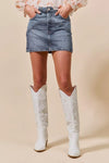 Washed Denim Mini Skirt with Pockets-Washed denim mini skirt with pockets. Casual, versatile cotton-blend skirt with a relaxed washed finish—perfect for effortless everyday style.-Reef Love