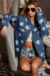 Washed Tie Dye Oversized Denim Jacket-Washed Tie Dye Oversized Denim Jacket - Cool Weather Layering Essential. Trendy and unique piece that adds a pop of color and personality to your outfit. 