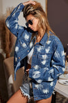 Washed Tie Dye Oversized Denim Jacket-Washed Tie Dye Oversized Denim Jacket - Cool Weather Layering Essential. Trendy and unique piece that adds a pop of color and personality to your outfit. 