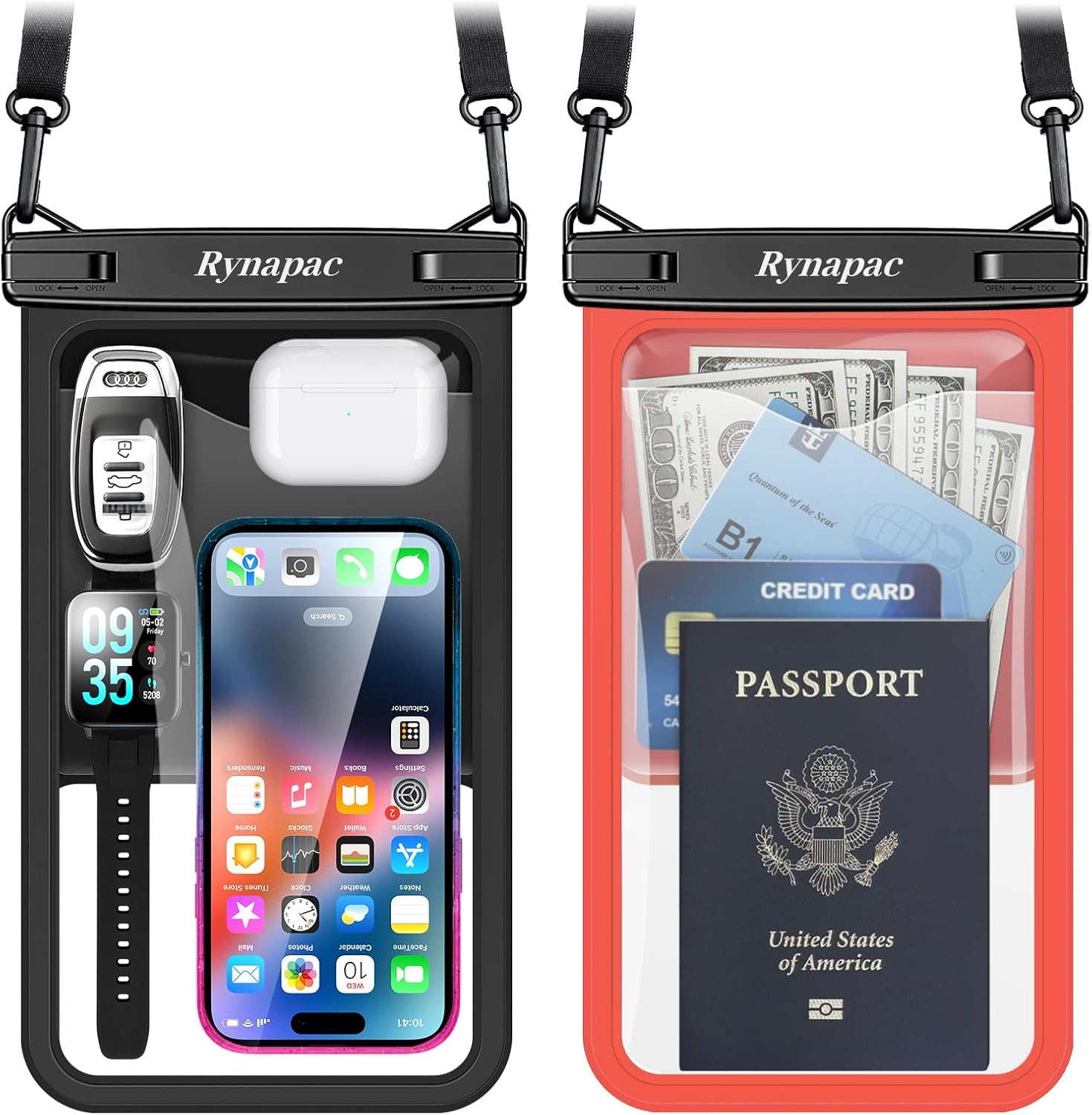 Waterproof Phone Pouch 2-Pack, IPX8 Certified Protection for Beach & Travel