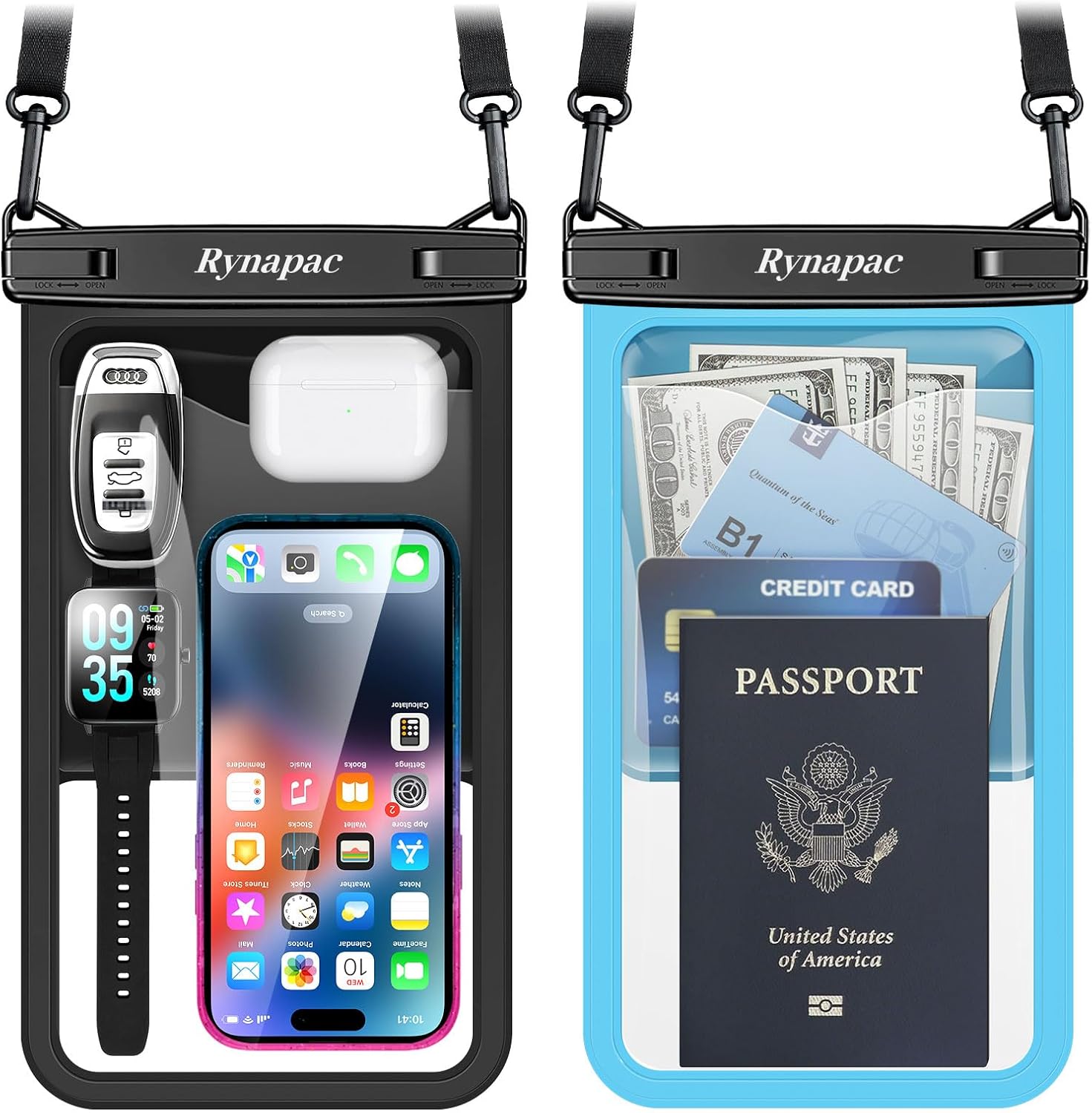 Waterproof Phone Pouch 2-Pack, IPX8 Certified Protection for Beach & Travel