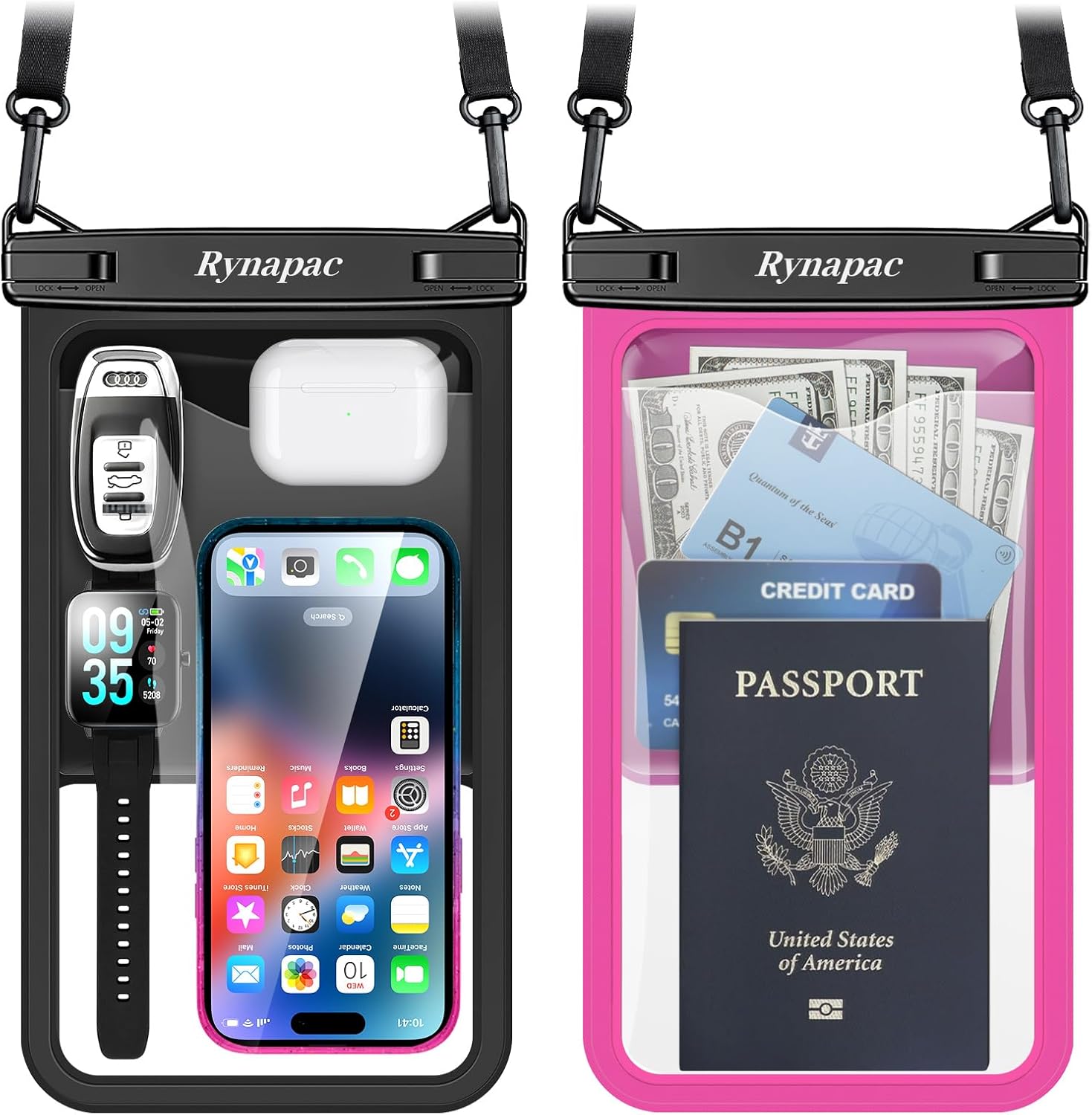 Waterproof Phone Pouch 2-Pack, IPX8 Certified Protection for Beach & Travel