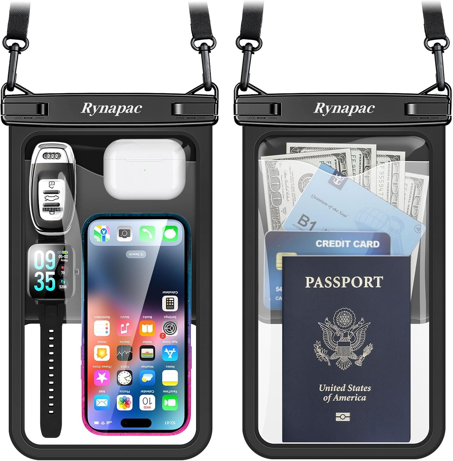 Waterproof Phone Pouch 2-Pack, IPX8 Certified Protection for Beach & Travel
