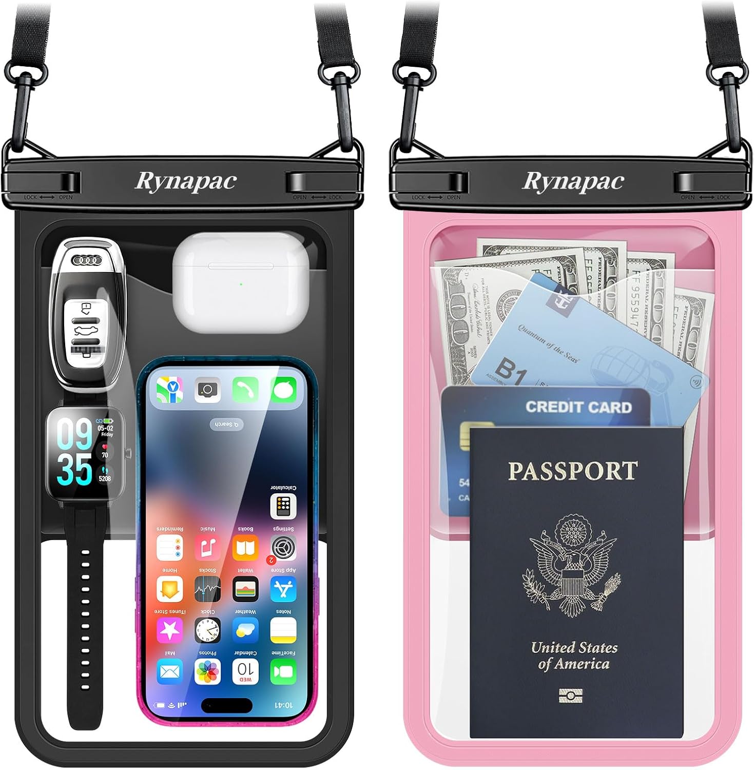 Waterproof Phone Pouch 2-Pack, IPX8 Certified Protection for Beach & Travel