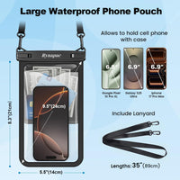 Waterproof Phone Pouch 2-Pack, IPX8 Certified Protection for Beach & Travel