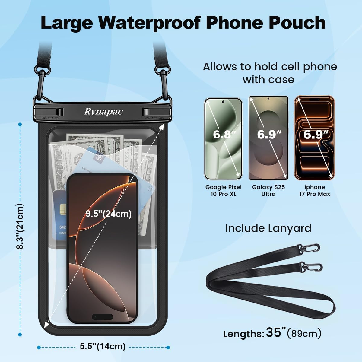Waterproof Phone Pouch 2-Pack, IPX8 Certified Protection for Beach & Travel