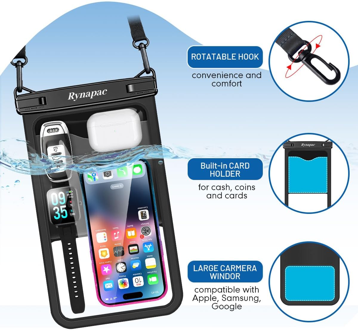 Waterproof Phone Pouch 2-Pack, IPX8 Certified Protection for Beach & Travel