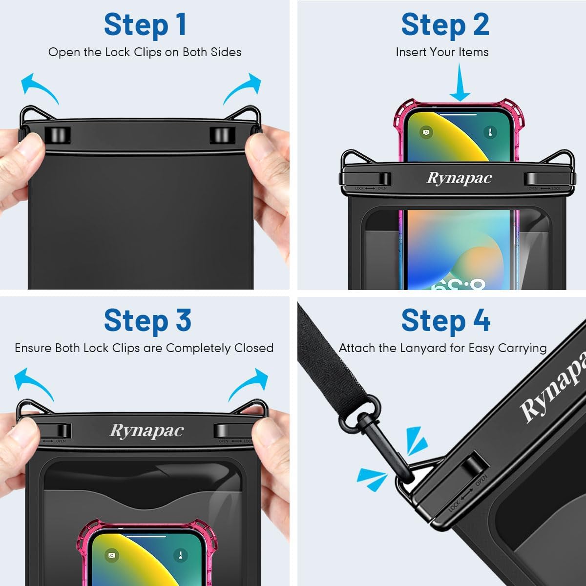 Waterproof Phone Pouch 2-Pack, IPX8 Certified Protection for Beach & Travel