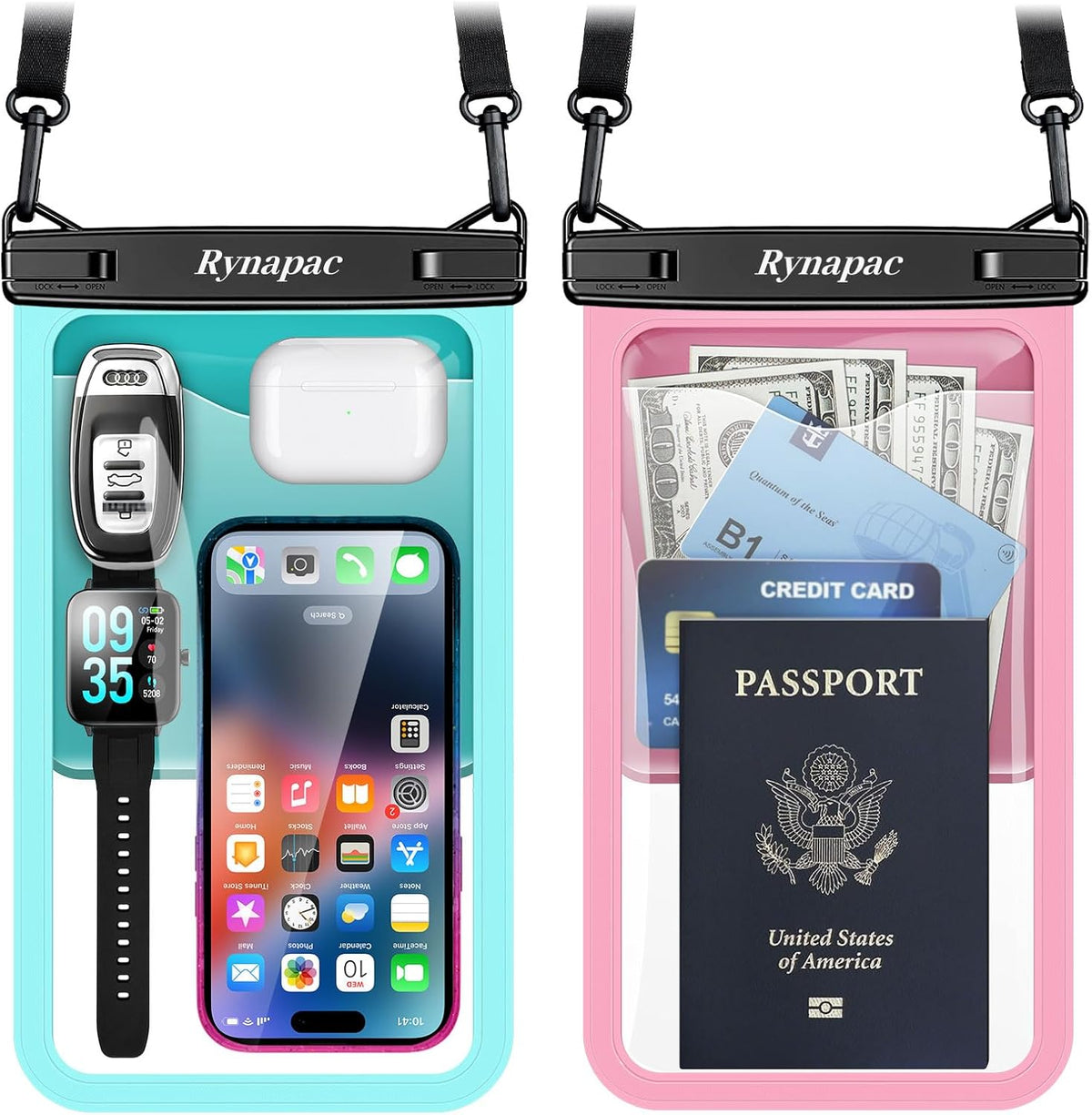 Waterproof Phone Pouch 2-Pack, IPX8 Certified Protection for Beach & Travel
