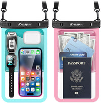 Waterproof Phone Pouch 2-Pack, IPX8 Certified Protection for Beach & Travel