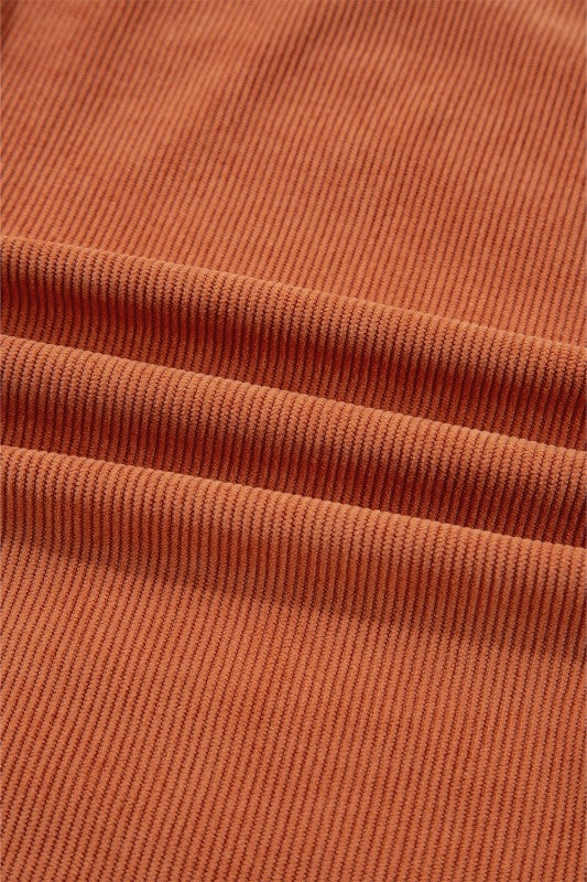 Western Corduroy Embroidered Patch Pocket Mini Dress