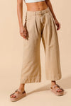 Shop Wide Leg Chino Pants With Pockets-Effortlessly Stylish Wide-Leg Cropped Chino Pants, flattering mid-rise fit and a relaxed wide leg silhouette. Designed with pleated details and side pockets.-available at Reef Love online boho-chic boutique