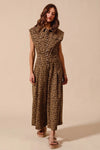 Wide Leg Leopard Twill Jumpsuit-Make a statement in this leopard wide-leg jumpsuit with belt. Lightweight & flattering with button front & cropped ankle. Perfect for casual or dressed-up looks.-Reef Love Boho-Chic Boutique