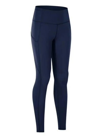 Wide Waistband Workout Leggings-High-waisted workout leggings with wide waistband & side pockets. Opaque, stretchy, comfy & flattering. Standard & plus sizes.