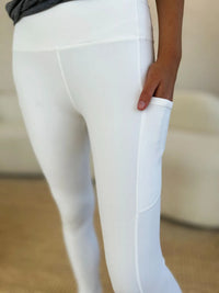 Wide Waistband Workout Leggings-High-waisted workout leggings with wide waistband & side pockets. Opaque, stretchy, comfy & flattering. Standard & plus sizes.