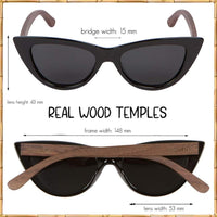 Woodies Cat Eye Black Sunglasses with Polarized Lenses