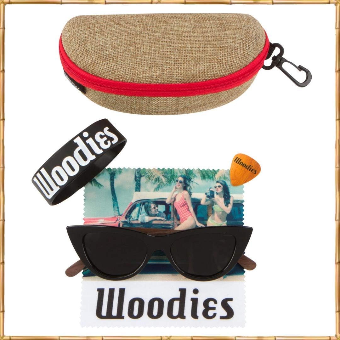 Woodies Cat Eye Black Sunglasses with Polarized Lenses